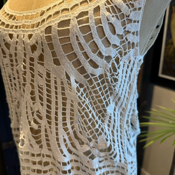 Urban Outfitters Crochet Lace Fringed Cotton Bohemian Beach 70’s vibe tank - Picture 9 of 12